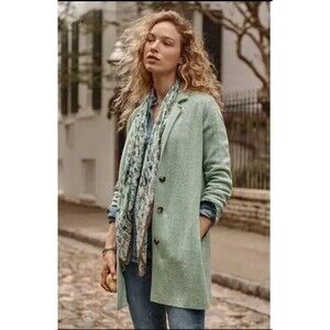 J.Jill Double-Knit Blazer Green Heather/Zinc Heather Chevron Stripe Petite Large